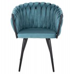 ΠΟΛΥΘΡΟΝΑΚΙ LUANDA HM8741.05 ΤΙΡΚΟΥΑΖ ΒΕΛΟΥΔΟ-ΜΑΥΡΑ ΜΕΤΑΛΛΙΚΑ ΠΟΔΙΑ 62x54x79Υεκ.