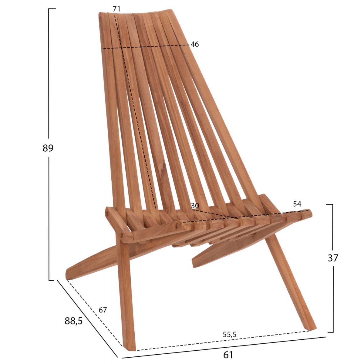 ΠΟΛΥΘΡΟΝΑ LOUNGE ΠΤΥΣΣΟΜΕΝΗ SHIGAO HM18112 ΞΥΛΟ TEAK--ΦΥΣΙΚΟ 61x88.5x89Υεκ.