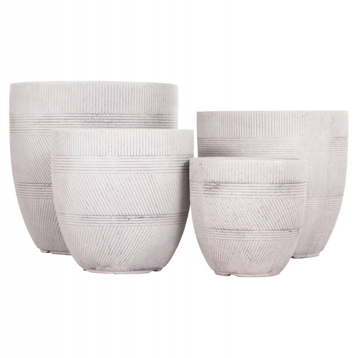 ΣΕΤ 4ΤΜΧ ΓΛΑΣΤΡΕΣ ΣΤΡΟΓΓΥΛΕΣ ΣΕΙΡΑ GARDENER HM4719 FIBERCLAY-ΧΡΩΜΑ CEMENT Φ44x43Υεκ