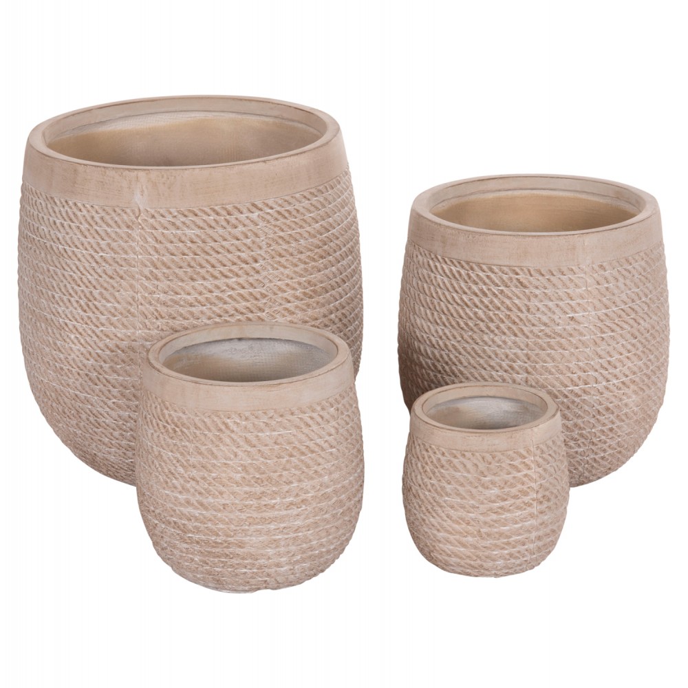 ΣΕΤ 4ΤΜΧ ΓΛΑΣΤΡΕΣ ΣΤΡΟΓΓΥΛΕΣ GARDENER HM4722 FIBERCLAY--IVORY CEMENT Φ54x54Υεκ