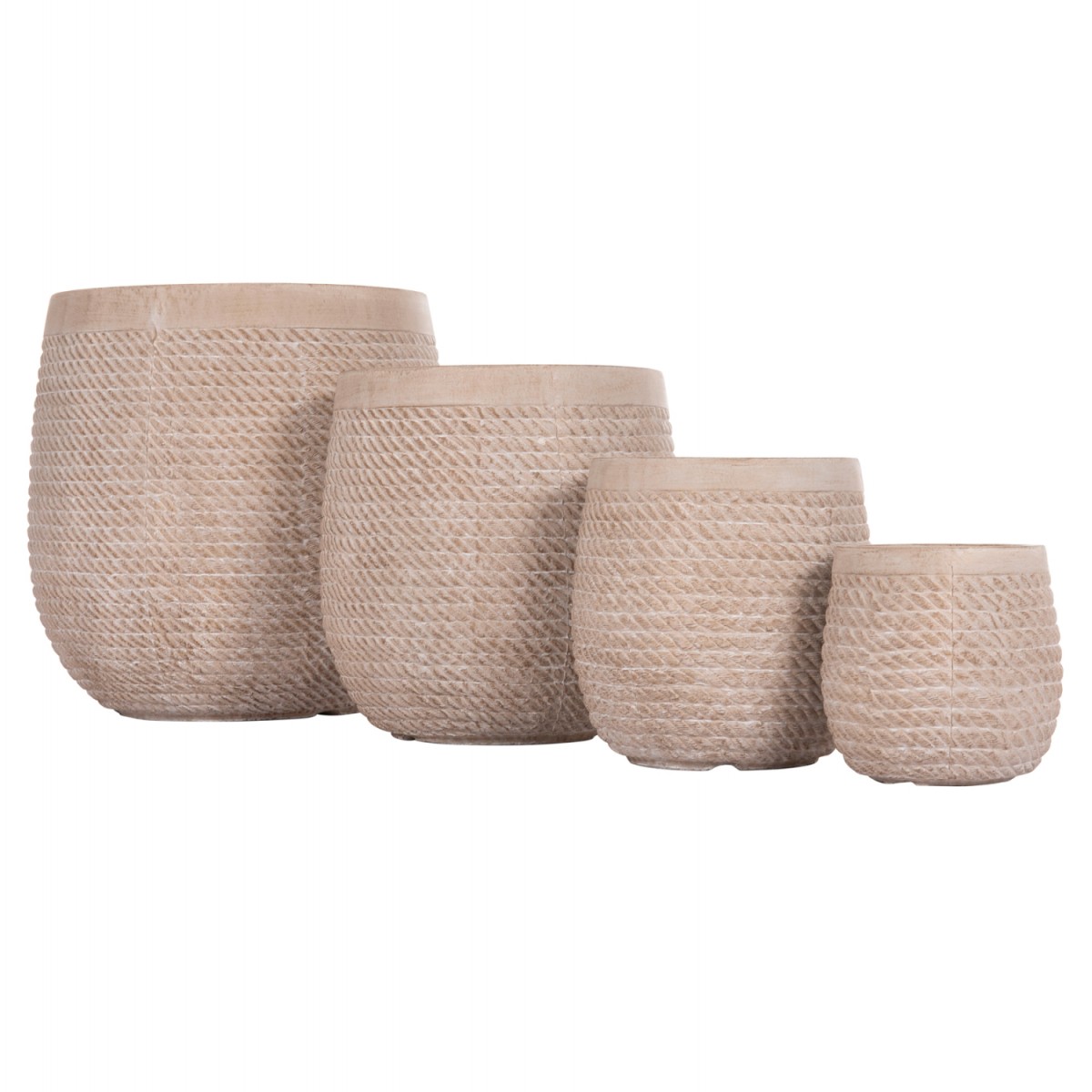 ΣΕΤ 4ΤΜΧ ΓΛΑΣΤΡΕΣ ΣΤΡΟΓΓΥΛΕΣ GARDENER HM4722 FIBERCLAY--IVORY CEMENT Φ54x54Υεκ