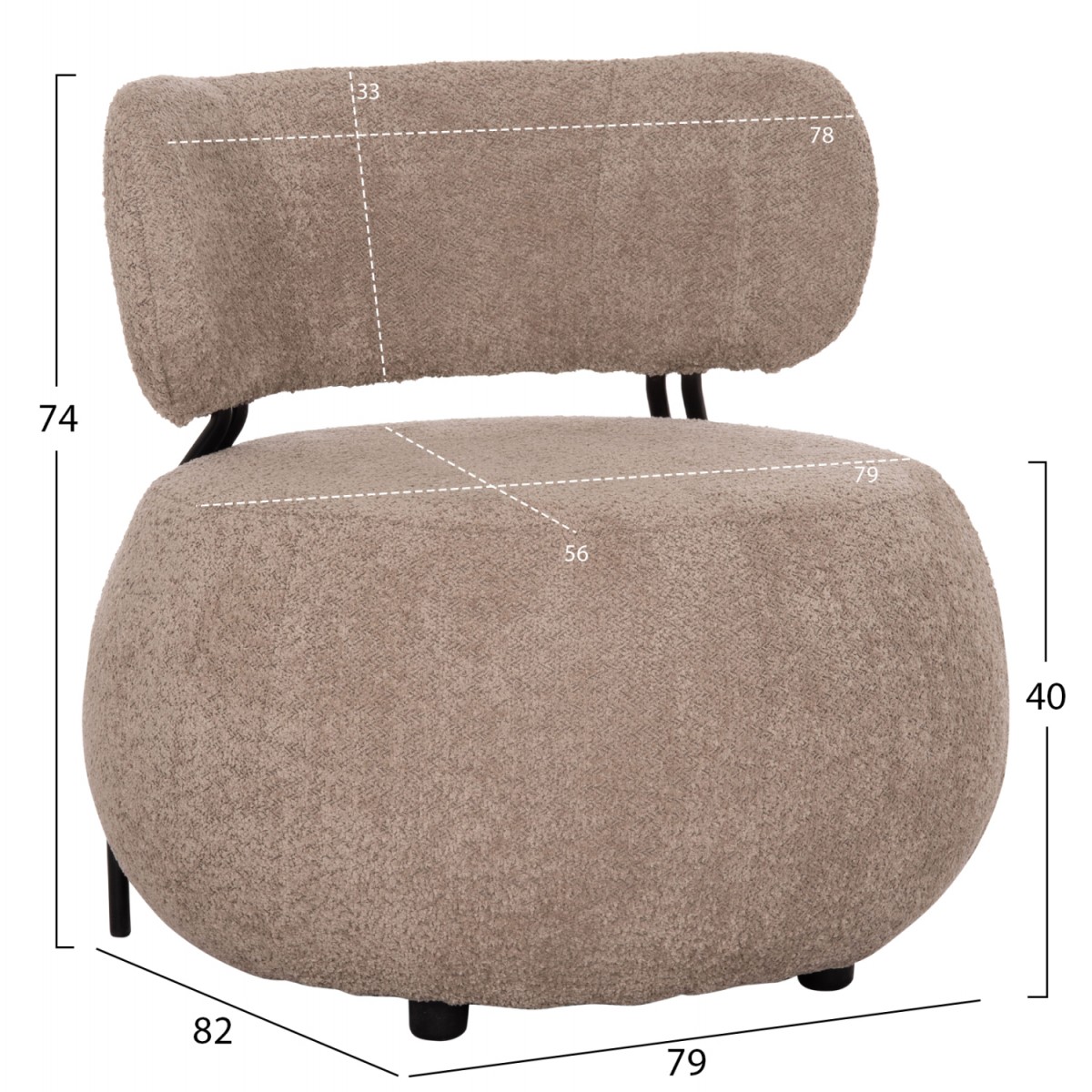 ΠΟΛΥΘΡΟΝΑ ΣΤΡΟΓΓΥΛΗ KARSEN HM9598.08 ΣΚΟΥΡΟ ΜΠΕΖ ΜΠΟΥΚΛΕ ΥΦΑΣΜΑ 79x82x74Υεκ.