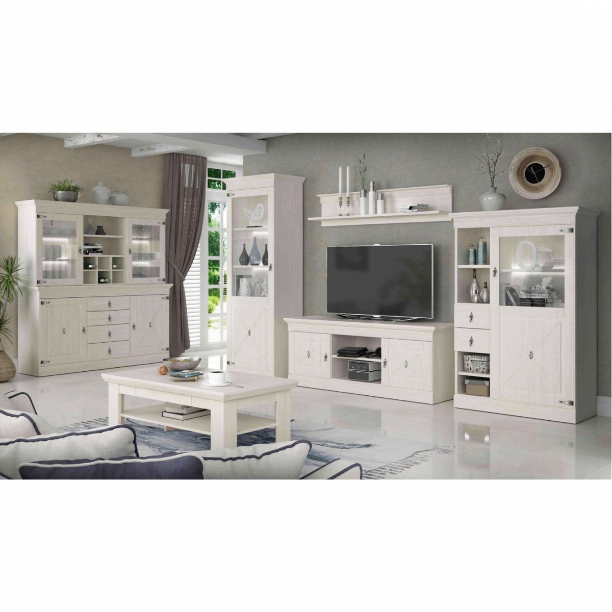 ΡΑΦΙ ΤΟΙΧΟΥ LANCE HM8852 ΛΕΥΚΟ ANTIQUE 141,7x21,9x31,1 εκ.