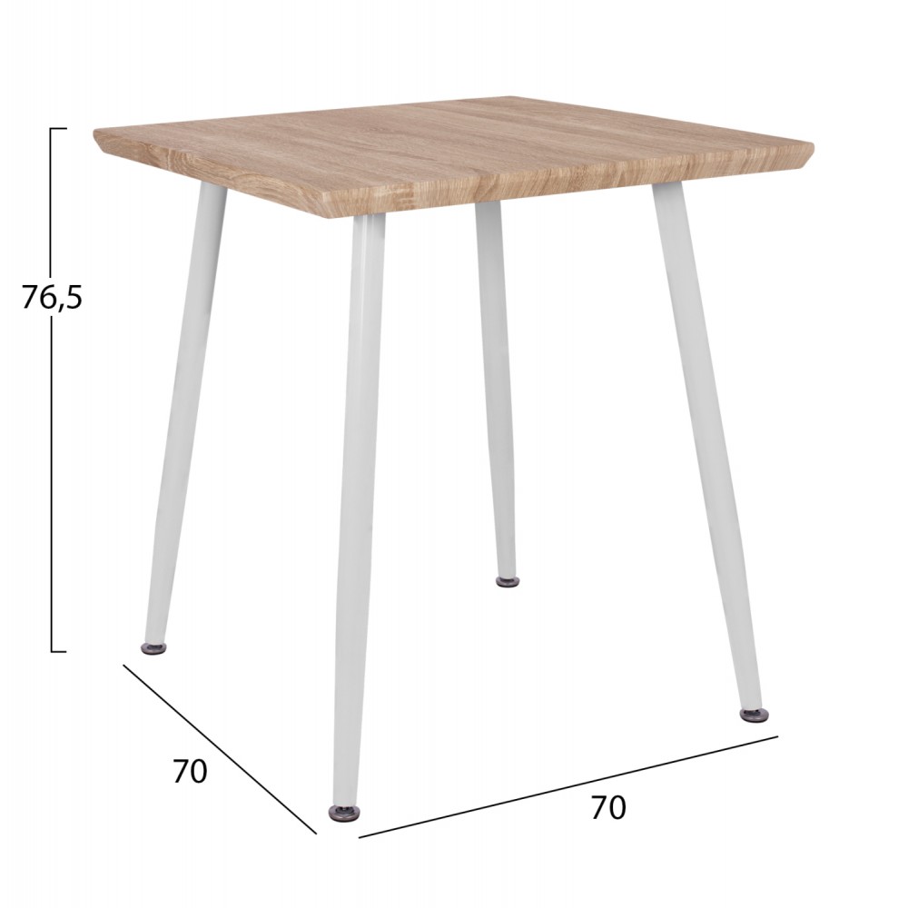 ΤΡΑΠΕΖΙ ΤΡΑΠΕΖΑΡΙΑΣ PALOMA HM8335.02, 70Χ70X76,5, SONOMA, ΛΕΥΚΑ ΠΟΔΙΑ