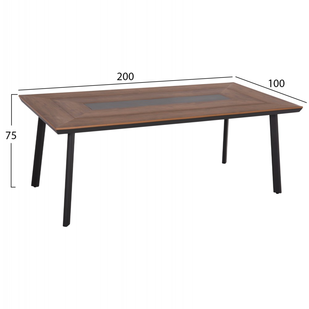ΤΡΑΠΕΖΙ ΑΛΟΥΜΙΝΙΟΥ TABER ΜΕ POLYWOOD 200X100 ΓΚΡΙ HM5131.12