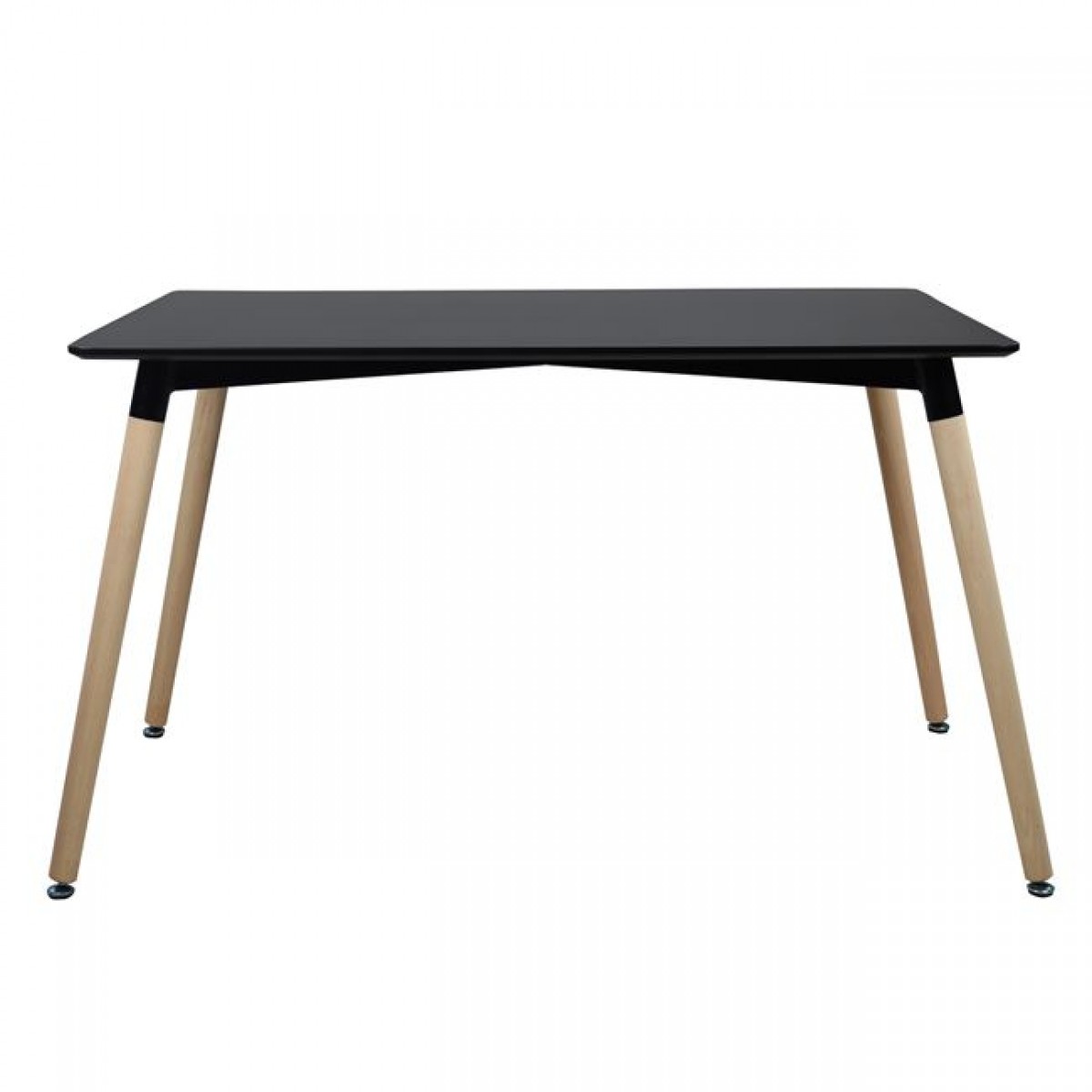 ΤΡΑΠΕΖΙ HM8697.02 MINIMAL, μαύρο MDF, ξύλινα πόδια οξιά, 160Χ90X74Υεκ.