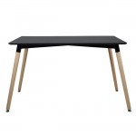 ΤΡΑΠΕΖΙ HM8697.02 MINIMAL, μαύρο MDF, ξύλινα πόδια οξιά, 160Χ90X74Υεκ.