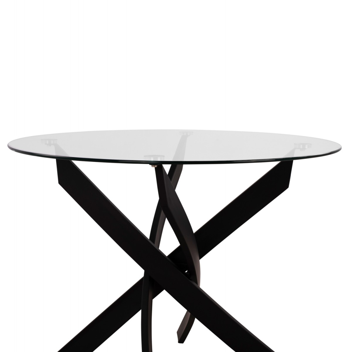 ΤΡΑΠΕΖΙ ΤΡΑΠΕΖΑΡΙΑΣ ΣΤΡΟΓΓΥΛΟ JADA ΜΕΤΑΛΛΙΚΟ ΜΑΥΡΟ ΜΕ ΓΥΑΛΙ HM8733.01 Φ120X75Y εκ.