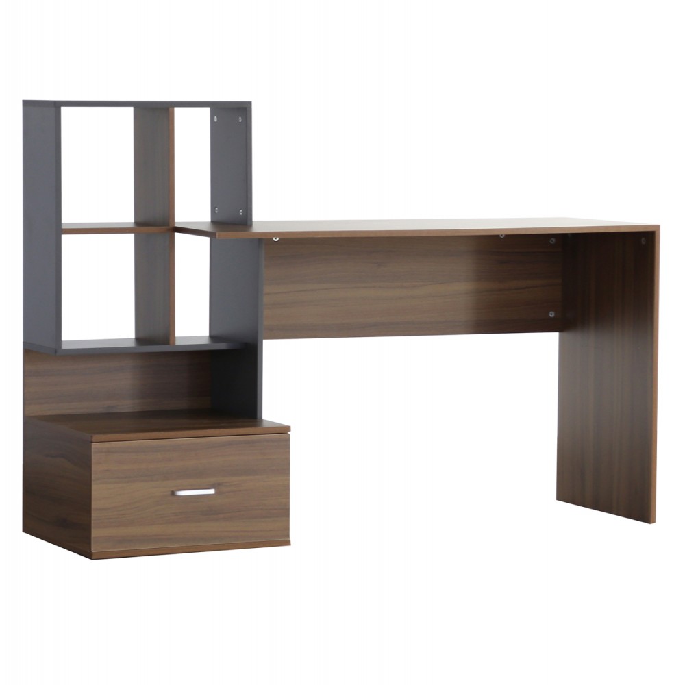 ΓΡΑΦΕΙΟ ΜΕΛΑΜΙΝΗΣ ΜΕ ΒΙΒΛΙΟΘΗΚΗ SYNDYA HM8993.01 ΚΑΡΥΔΙ -ΓΚΡΙ 149x48x105Yεκ.