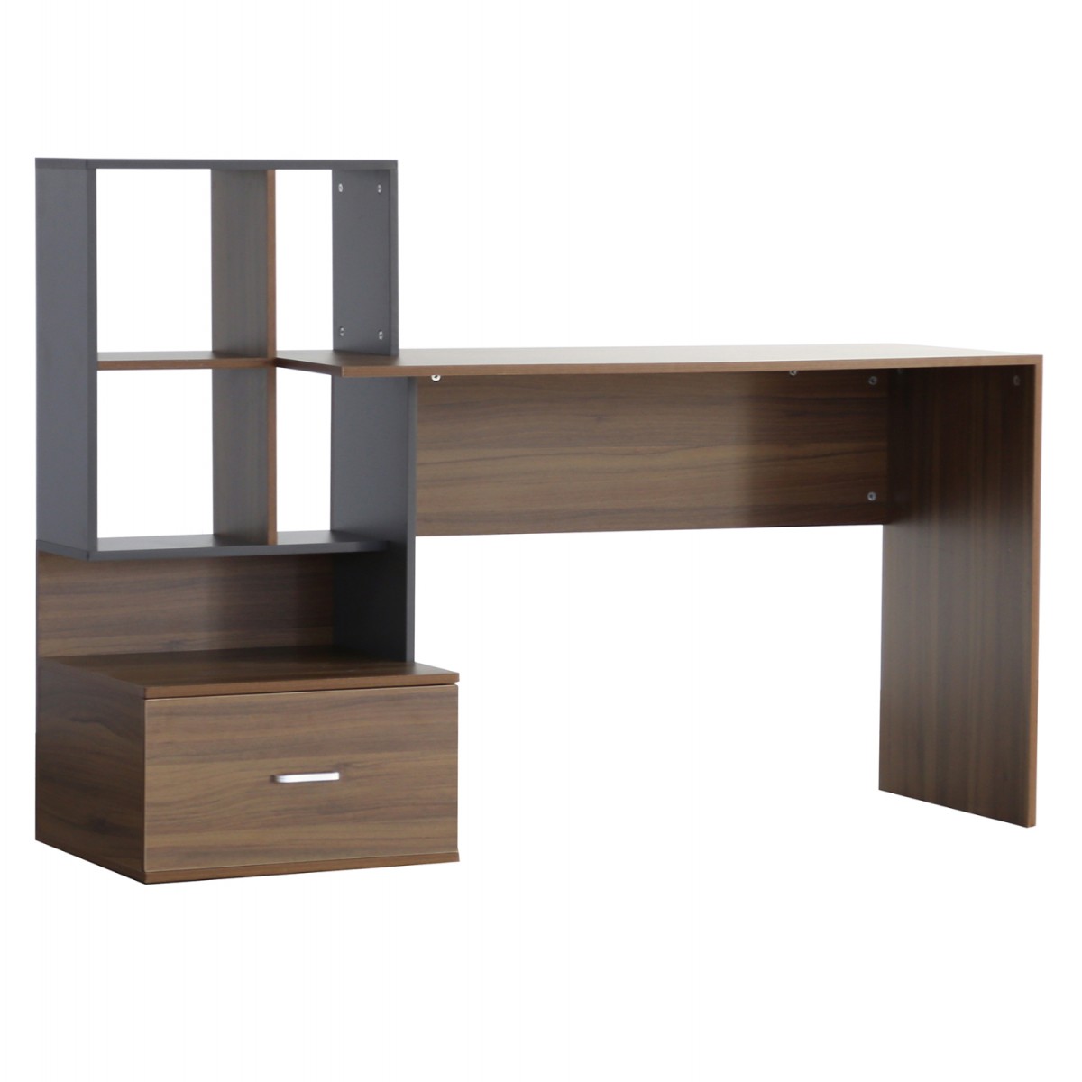 ΓΡΑΦΕΙΟ ΜΕΛΑΜΙΝΗΣ ΜΕ ΒΙΒΛΙΟΘΗΚΗ SYNDYA HM8993.01 ΚΑΡΥΔΙ -ΓΚΡΙ 149x48x105Yεκ.