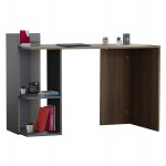 ΓΡΑΦΕΙΟ ΜΕΛΑΜΙΝΗΣ ΜΕ ΡΑΦΙΑ SYNDYA HM8994.01 ΚΑΡΥΔΙ- ΓΚΡΙ 112x55x85Y εκ.