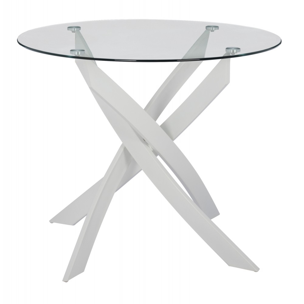 ΤΡΑΠΕΖΙ ΚΟΥΖΙΝΑΣ ΣΤΡΟΓΓΥΛΟ ΜΕΤΑΛ. JAFARU ΛΕΥΚΟ-ΓΥΑΛΙ ΑΣΦΑΛΕΙΑΣ Φ90X75Yεκ.HM8499.03