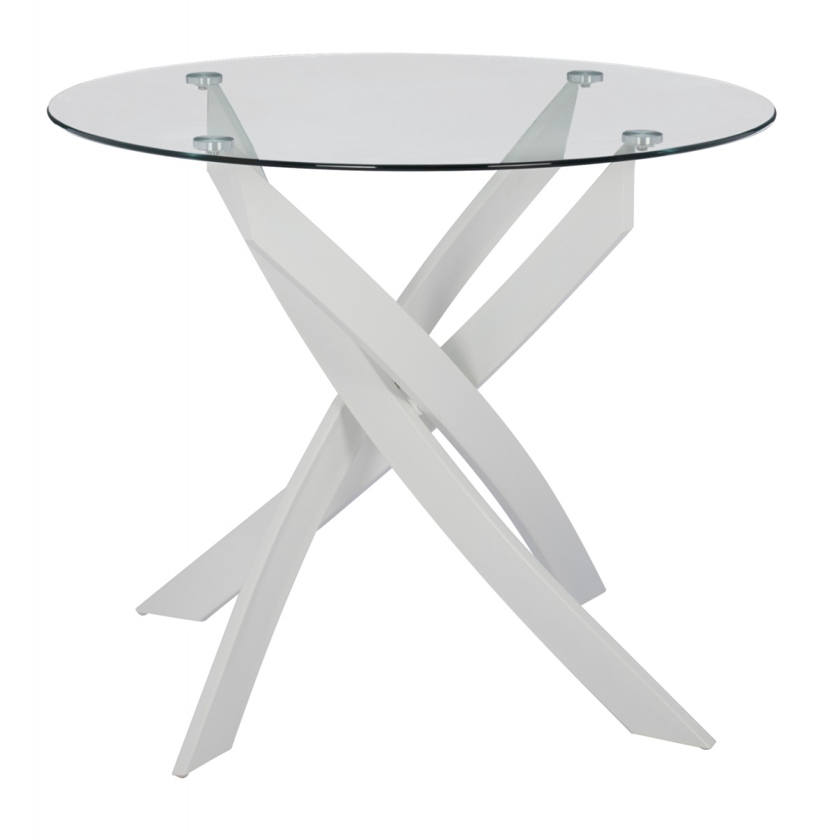 ΤΡΑΠΕΖΙ ΚΟΥΖΙΝΑΣ ΣΤΡΟΓΓΥΛΟ ΜΕΤΑΛ. JAFARU ΛΕΥΚΟ-ΓΥΑΛΙ ΑΣΦΑΛΕΙΑΣ Φ90X75Yεκ.HM8499.03