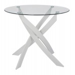 ΤΡΑΠΕΖΙ ΚΟΥΖΙΝΑΣ ΣΤΡΟΓΓΥΛΟ ΜΕΤΑΛ. JAFARU ΛΕΥΚΟ-ΓΥΑΛΙ ΑΣΦΑΛΕΙΑΣ Φ90X75Yεκ.HM8499.03