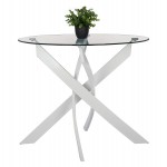 ΤΡΑΠΕΖΙ ΚΟΥΖΙΝΑΣ ΣΤΡΟΓΓΥΛΟ ΜΕΤΑΛ. JAFARU ΛΕΥΚΟ-ΓΥΑΛΙ ΑΣΦΑΛΕΙΑΣ Φ90X75Yεκ.HM8499.03