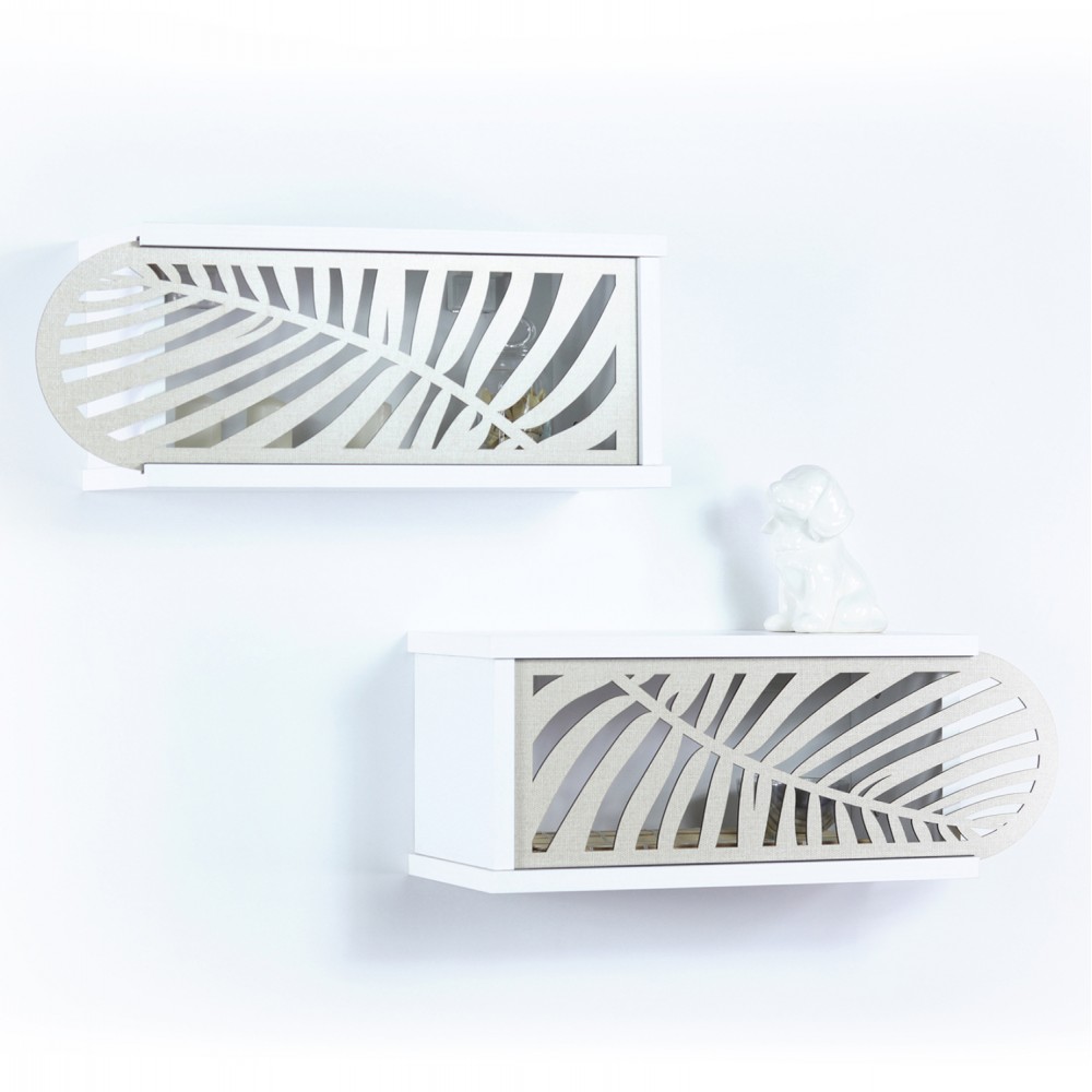 ΣΕΤ ΡΑΦΙΑ ΤΟΙΧΟΥ 2ΤΜΧ ΜΕΛΑΜΙΝΗΣ SILLIA HM9192.03 ΛΕΥΚΟ ΕΚΡΟΥ 55x20x22Y εκ.