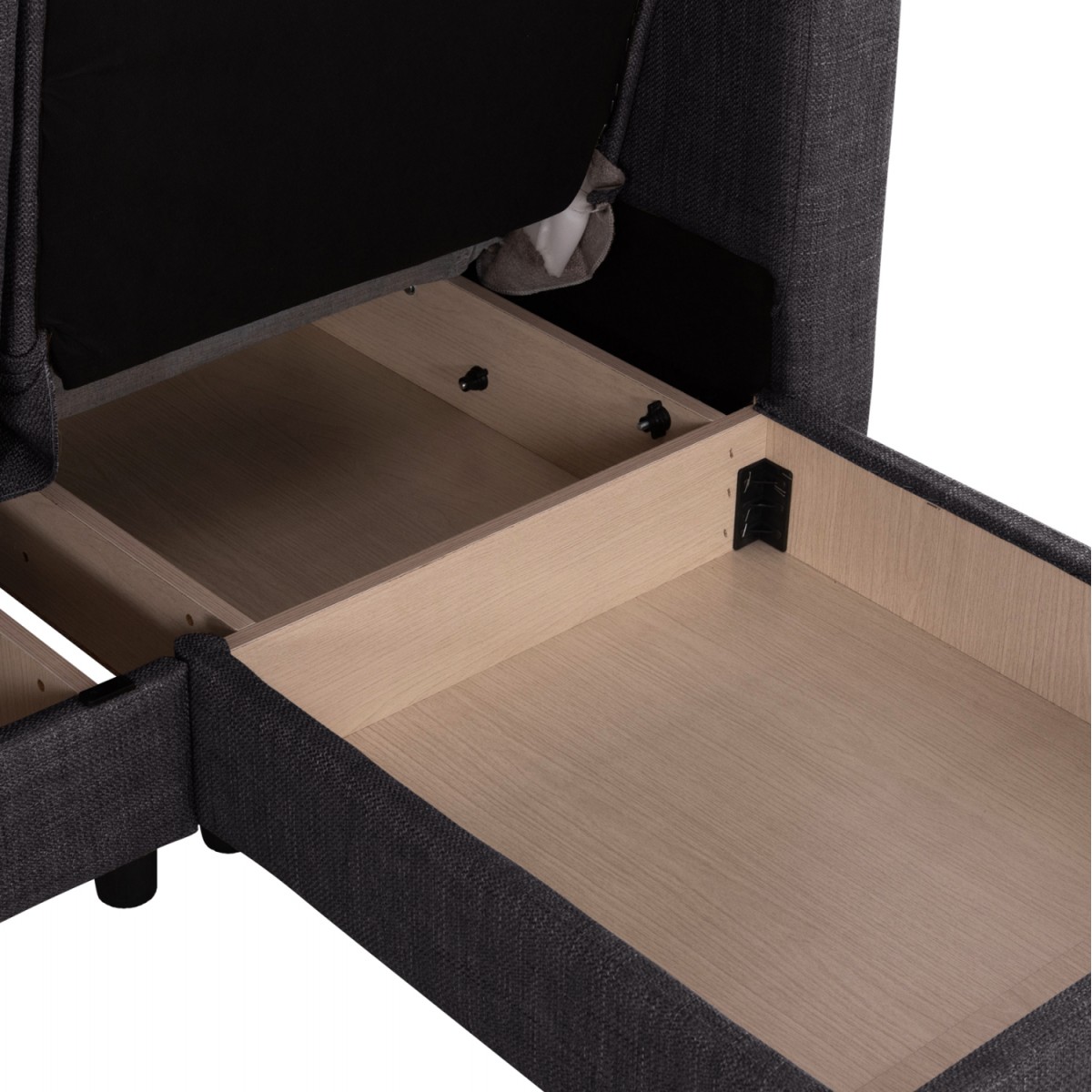 ΚΑΝΑΠΕΣ ΚΡΕΒΑΤΙ GHUFRAN ΓΩΝΙΑ ΑΝΑΣΤΡΕΨΙΜΗ ΓΚΡΙ ΜΕ ΑΠΟΘΗΚΕΤΙΚΟ ΧΩΡΟ HM3244.03 202x140x78Yεκ.