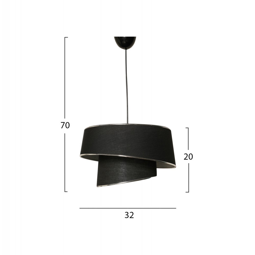 ΦΩΤΙΣΤΙΚΟ ΟΡΟΦΗΣ ΚΡΕΜΑΣΤΟ HM7356.05 ΜΕΤΑΛΛΟ ΚΑΙ ΥΦΑΣΜΑ ΜΑΥΡΟ ΑΣΗΜΙ Φ32x70Υ εκ.