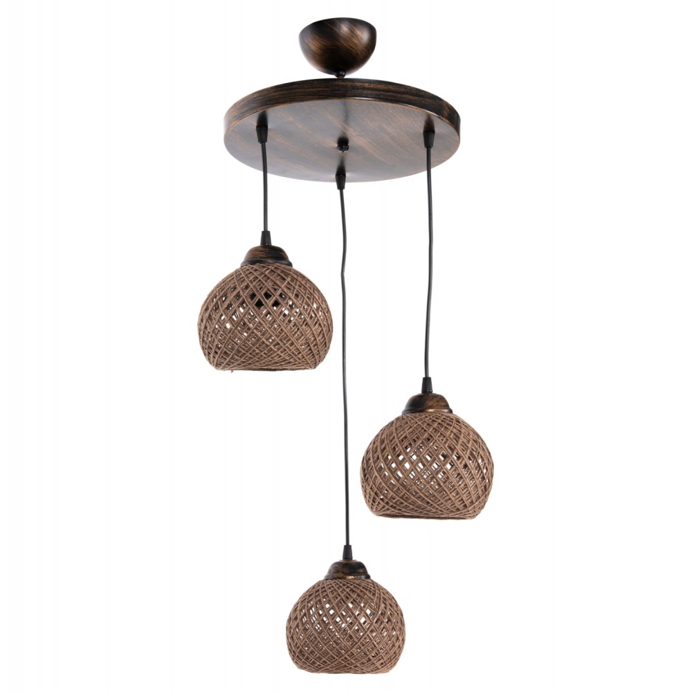 ΦΩΤΙΣΤΙΚΟ ΟΡΟΦΗΣ ΕΣΩΤΕΡΙΚΟΥ ΧΩΡΟΥ ΚΡΕΜΑΣΤΟ HM7359.01 ΑΠΟ ΜΕΤΑΛΛΟ & ΣΧΟΙΝΙ ΣΚΟΥΡΟ ΜΠΕΖ 32x32x80Υ εκ.