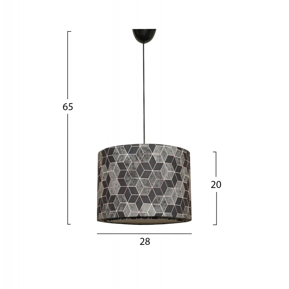 ΦΩΤΙΣΤΙΚΟ ΟΡΟΦΗΣ ΚΡΕΜΑΣΤΟ HM7369 ΜΕΤΑΛΛΟ ΚΑΙ ΥΦΑΣΜΑ ΜΑΥΡΟ ΓΚΡΙ 28x28x65Υ εκ.