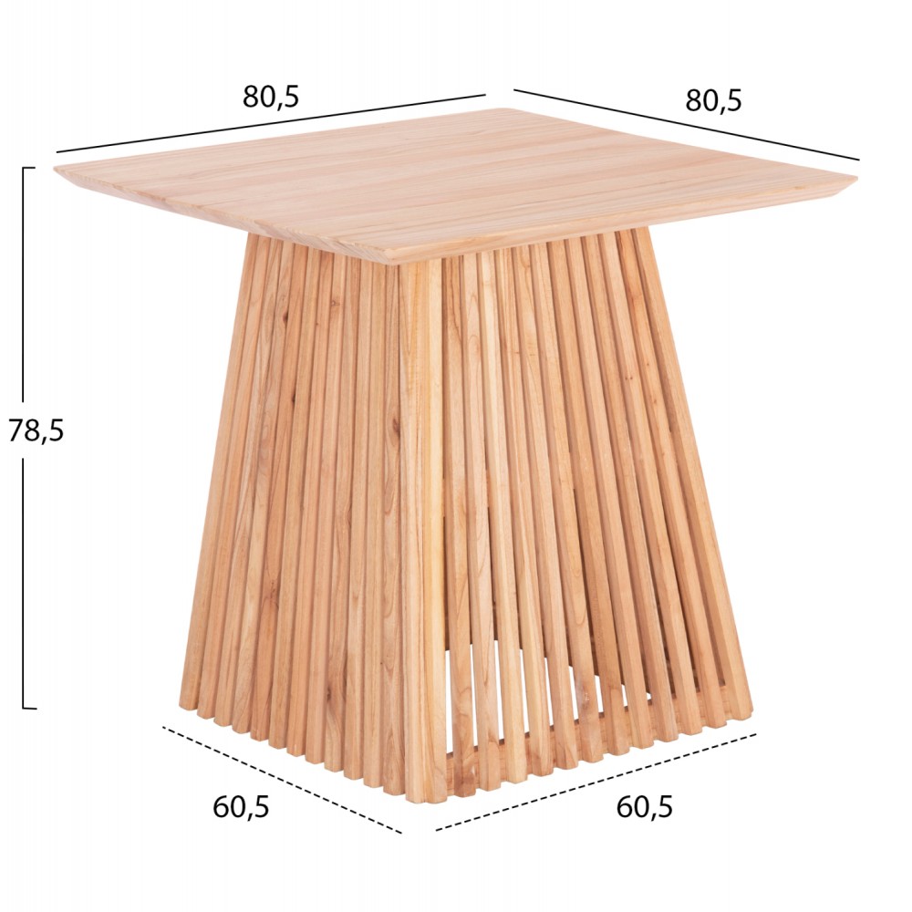 ΤΡΑΠΕΖΙ ΤΡΑΠΕΖΑΡΙΑΣ ΤΕΤΡΑΓΩΝΟ FRANTZ HM9458.01 ΜΑΣΙΦ MINDI ΞΥΛΟ 80,5x80,5x78,5Yεκ.