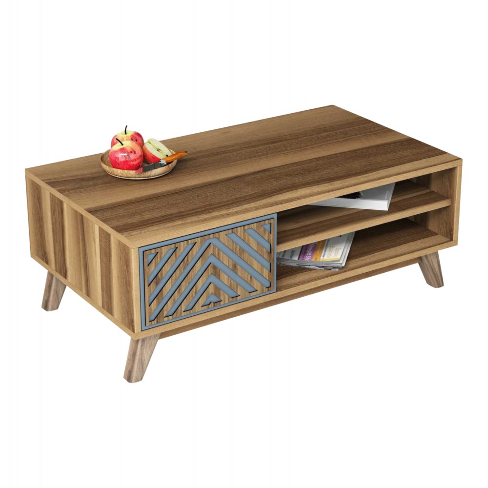 ΤΡΑΠΕΖΙ ΣΑΛΟΝΙΟΥ HM9502.02 ΜΕΛΑΜΙΝΗΣ ΜΕ ΝΤΟΥΛΑΠΑΚΙ ΚΑΡΥΔΙ & ΜΠΛΕ 105x60x38.2Υεκ.