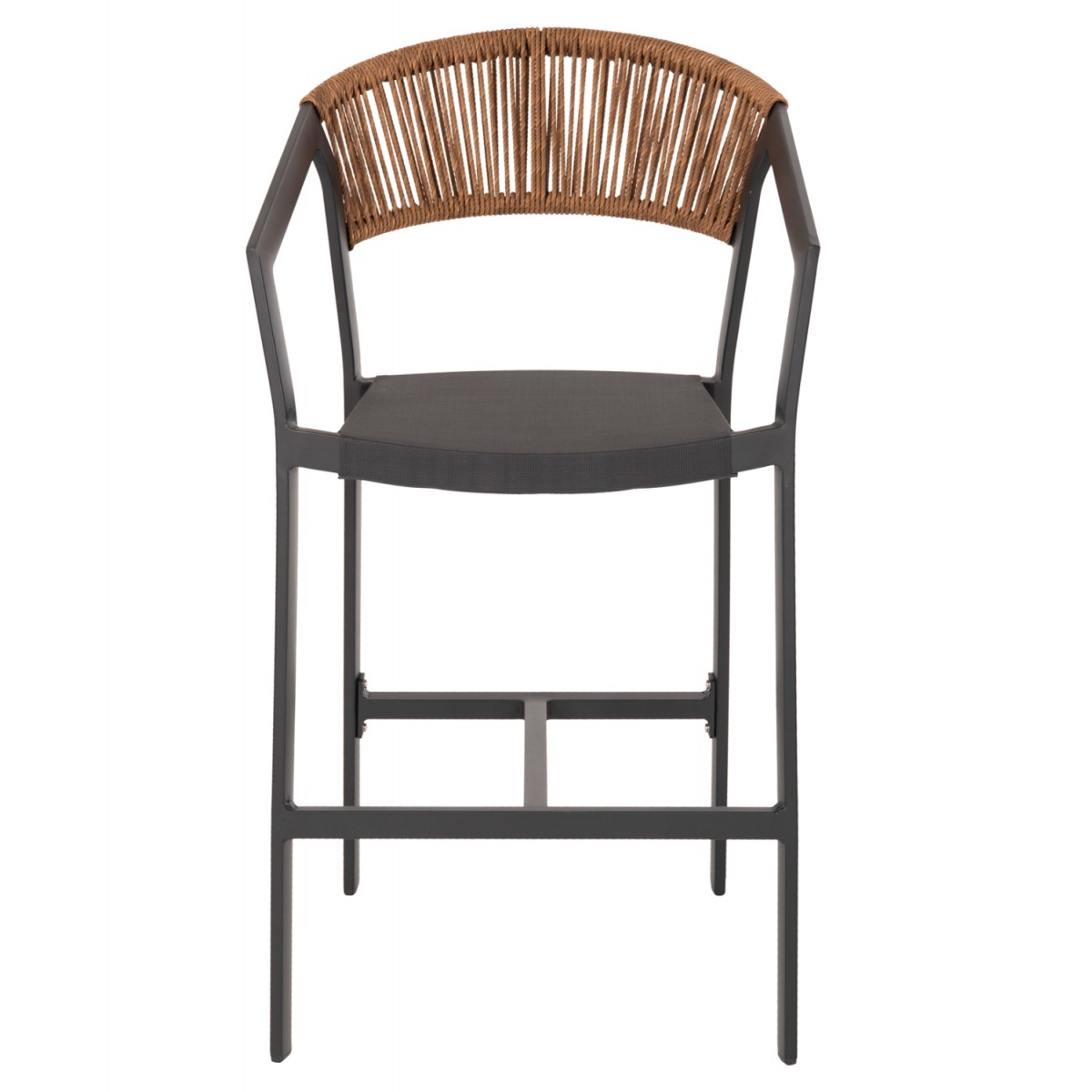 ΣΚΑΜΠΟ ΑΛΟΥΜΙΝΙΟΥ ΑΝΘΡΑΚΙ HM5892.11 ΜΕΣΑΙΟΥ ΥΨΟΥΣ ΜΕ ΜΠΡΑΤΣΑ RATTAN & TEXTLINE 55x56,5x99Yεκ.