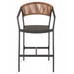 ΣΚΑΜΠΟ ΑΛΟΥΜΙΝΙΟΥ ΑΝΘΡΑΚΙ HM5892.11 ΜΕΣΑΙΟΥ ΥΨΟΥΣ ΜΕ ΜΠΡΑΤΣΑ RATTAN & TEXTLINE 55x56,5x99Yεκ.