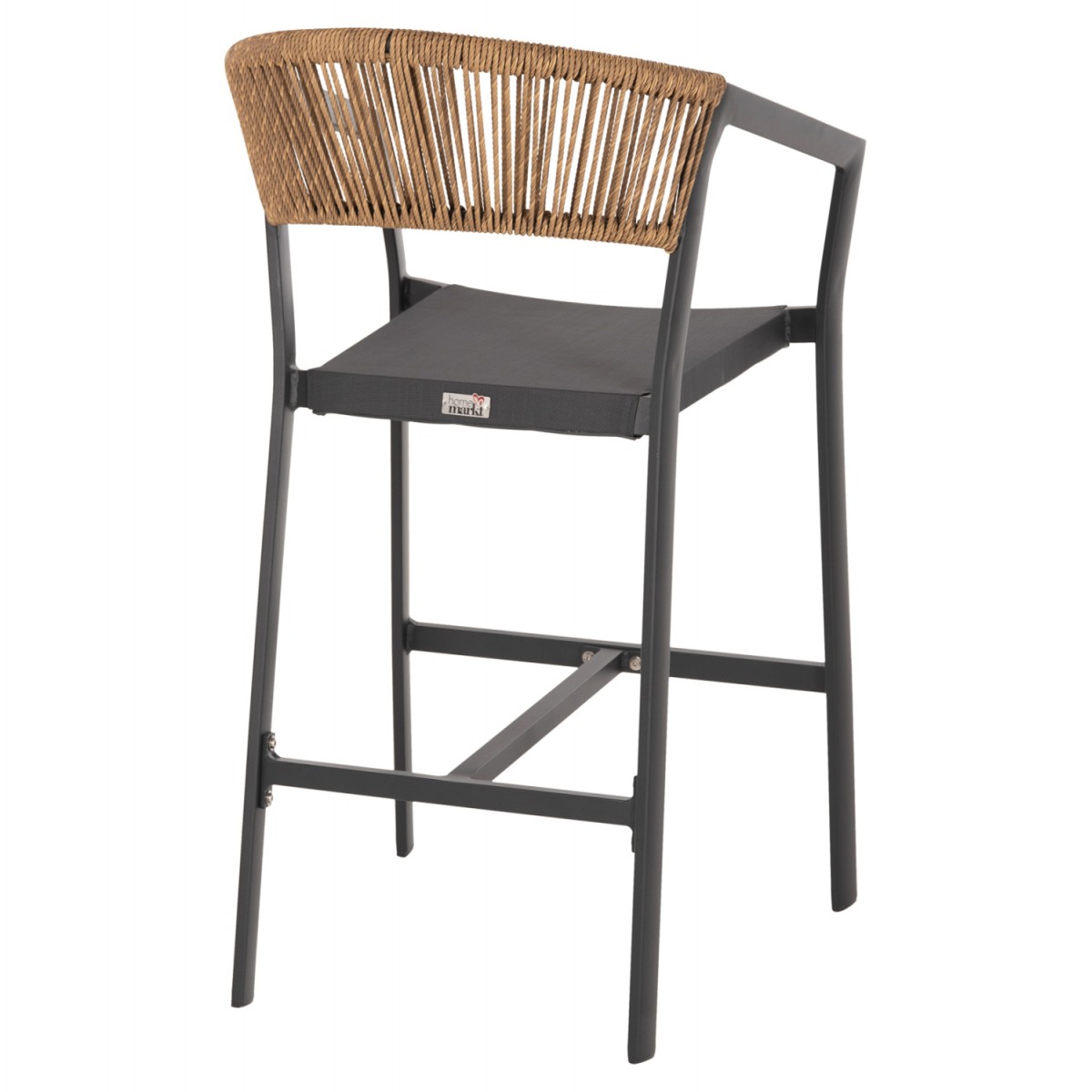 ΣΚΑΜΠΟ ΑΛΟΥΜΙΝΙΟΥ ΑΝΘΡΑΚΙ HM5892.11 ΜΕΣΑΙΟΥ ΥΨΟΥΣ ΜΕ ΜΠΡΑΤΣΑ RATTAN & TEXTLINE 55x56,5x99Yεκ.