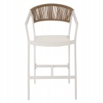 ΣΚΑΜΠΟ ΑΛΟΥΜΙΝΙΟΥ HM5892.12 ΜΕΣΑΙΟΥ ΥΨΟΥΣ RATTAN & TEXTLINE ΛΕΥΚΟ ΜΠΕΖ 55x56,5x99Y