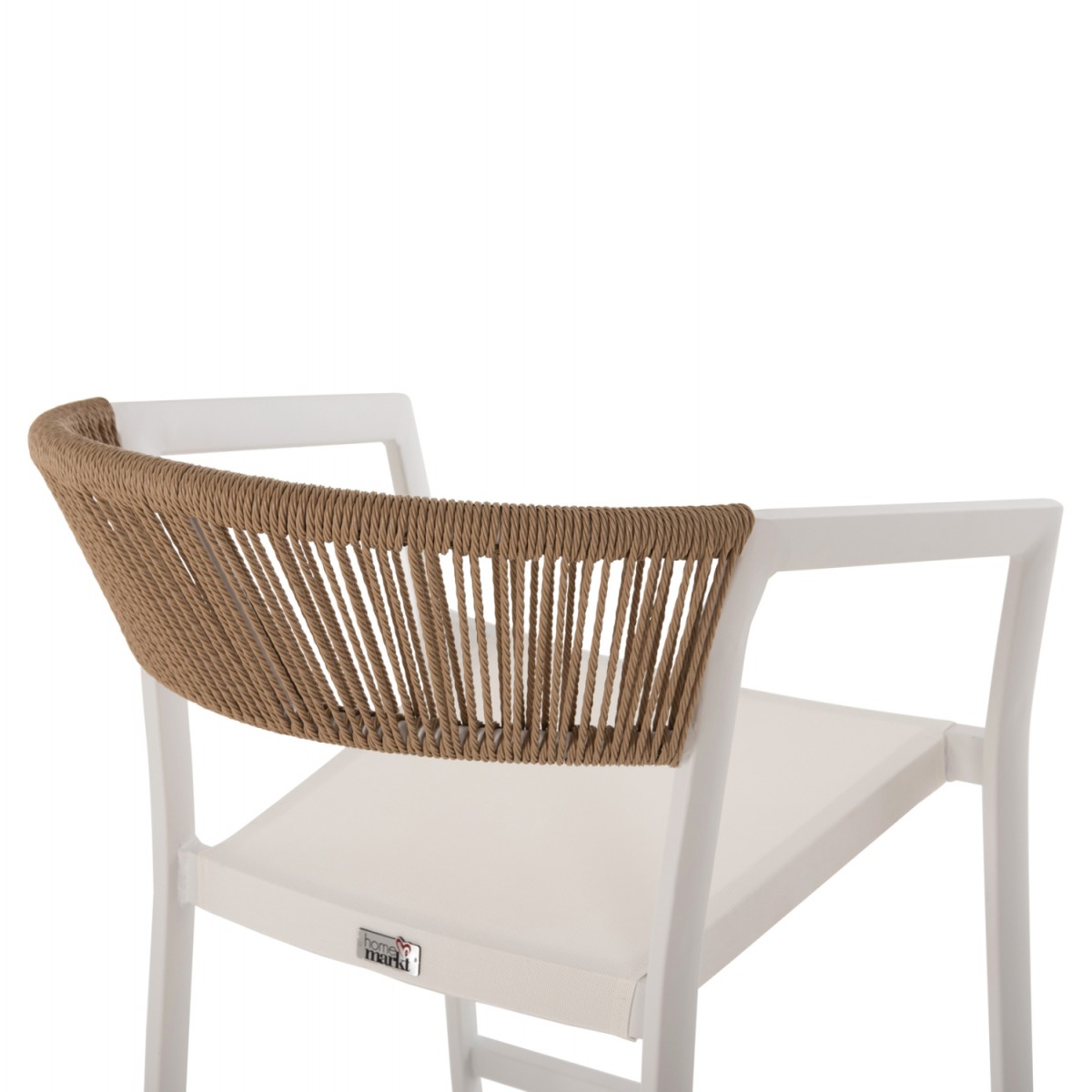 ΣΚΑΜΠΟ ΑΛΟΥΜΙΝΙΟΥ HM5892.12 ΜΕΣΑΙΟΥ ΥΨΟΥΣ RATTAN & TEXTLINE ΛΕΥΚΟ ΜΠΕΖ 55x56,5x99Y