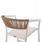 ΣΚΑΜΠΟ ΑΛΟΥΜΙΝΙΟΥ HM5892.12 ΜΕΣΑΙΟΥ ΥΨΟΥΣ RATTAN & TEXTLINE ΛΕΥΚΟ ΜΠΕΖ 55x56,5x99Y