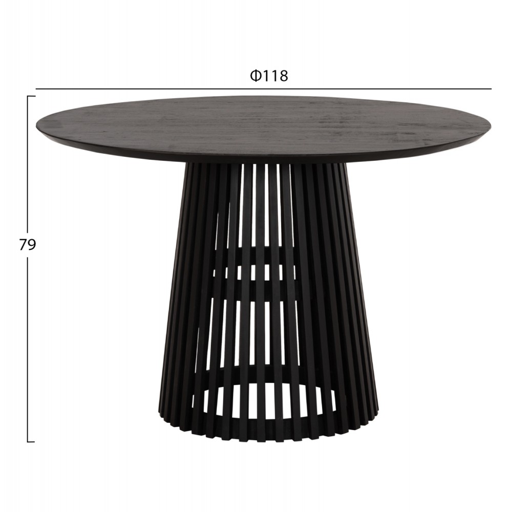 ΤΡΑΠΕΖΙ ΤΡΑΠΕΖΑΡΙΑΣ ΣΤΡΟΓΓΥΛΟ FRANTZ HM9388.02 ΜΑΣΙΦ ΞΥΛΟ MINDI BLACK Φ118x79Υεκ.