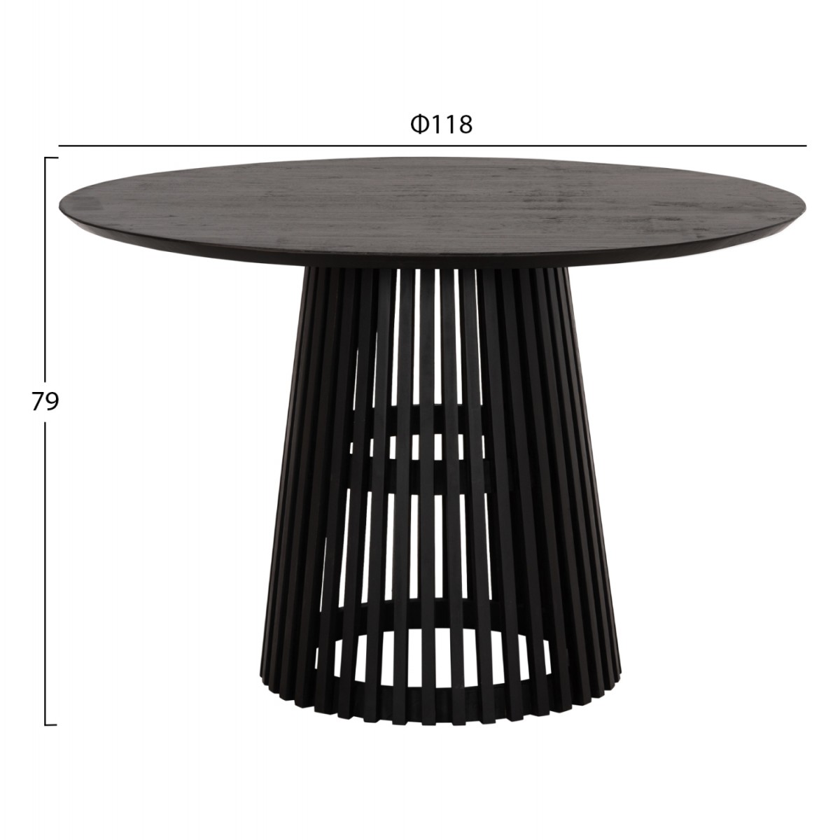 ΤΡΑΠΕΖΙ ΤΡΑΠΕΖΑΡΙΑΣ ΣΤΡΟΓΓΥΛΟ FRANTZ HM9388.02 ΜΑΣΙΦ ΞΥΛΟ MINDI BLACK Φ118x79Υεκ.