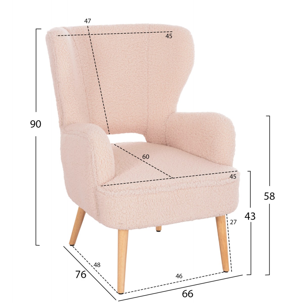 ΜΠΕΡΖΕΡΑ ΠΟΛΥΘΡΟΝΑ MYLIE ΜΠΟΥΚΛΕ ΥΦΑΣΜΑ ΕΚΡΟΥ HM8394.20 66x76x90Υ εκ.