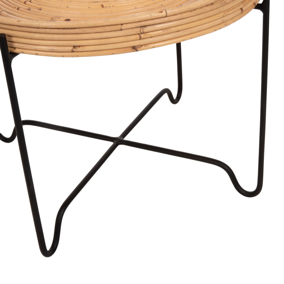 ΤΡΑΠΕΖΑΚΙ ΒΟΗΘΗΤΙΚΟ FLY HM7907 RATTAN ΦΥΣΙΚΟ ΧΡΩΜΑ-ΜΕΤΑΛΛΙΚΗ ΒΑΣΗ ΜΑΥΡΗ Φ50x40Υεκ.