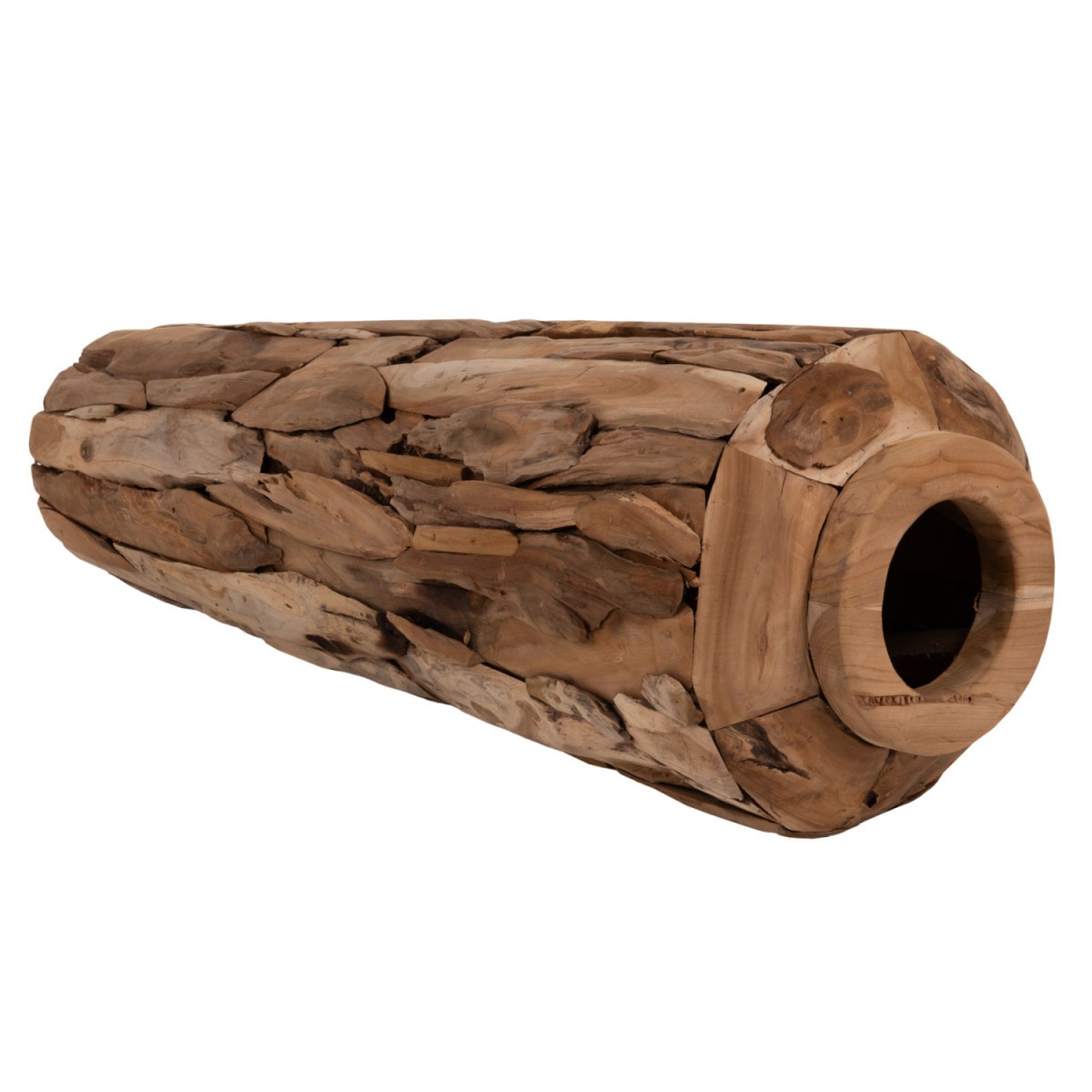 ΔΙΑΚΟΣΜΗΤΙΚΟ ΒΑΖΟ ΔΑΠΕΔΟΥ ZENIA HM7921 ΑΠΟ ΚΟΜΜΑΤΙΑ ΑΝΑΚΥΚΛΩΜΕΝΟΥ ΞΥΛΟΥ TEAK ΣΕ ΦΥΣΙΚΟ Φ50x120Υ εκ.