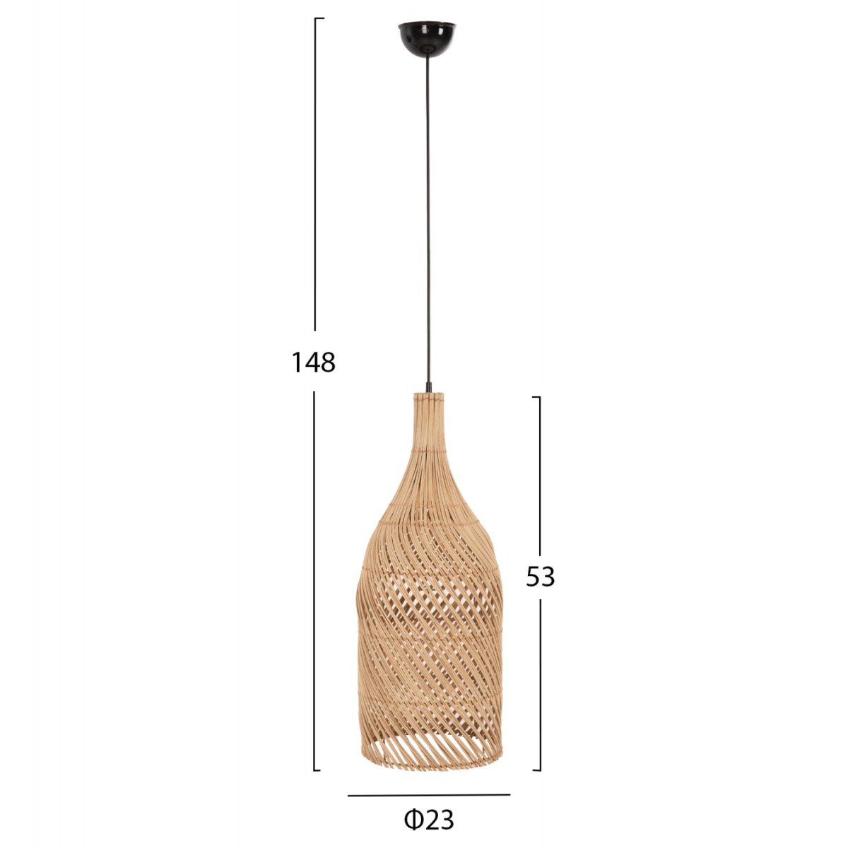 ΦΩΤΙΣΤΙΚΟ ΟΡΟΦΗΣ HM7885 ΚΡΕΜΑΣΤΟ ΑΠΟ RATTAN ΣΕ ΦΥΣΙΚΟ ΧΡΩΜΑ Φ23x148Yεκ.