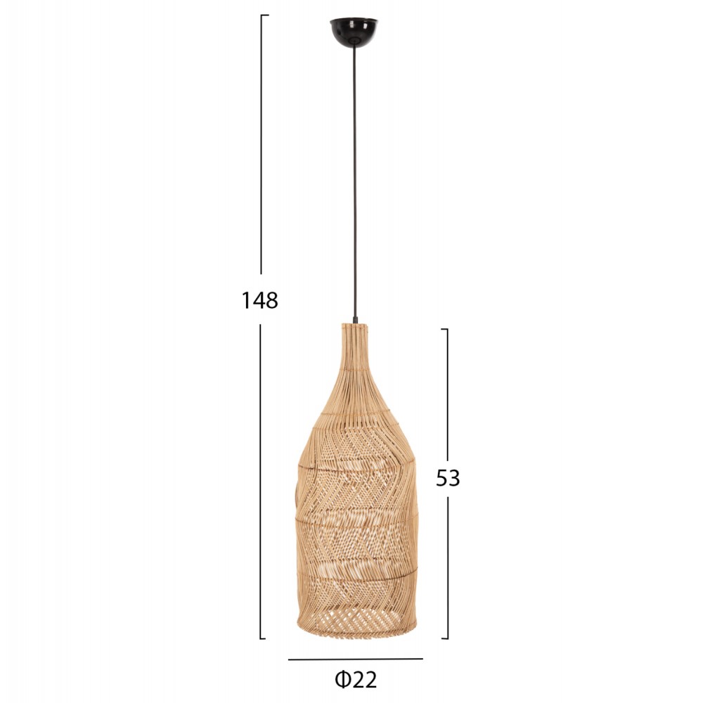 ΦΩΤΙΣΤΙΚΟ ΟΡΟΦΗΣ THEON HM7888 ΚΡΕΜΑΣΤΟ ΑΠΟ RATTAN ΣΕ ΦΥΣΙΚΟ ΧΡΩΜΑ Φ22x148Υ εκ.