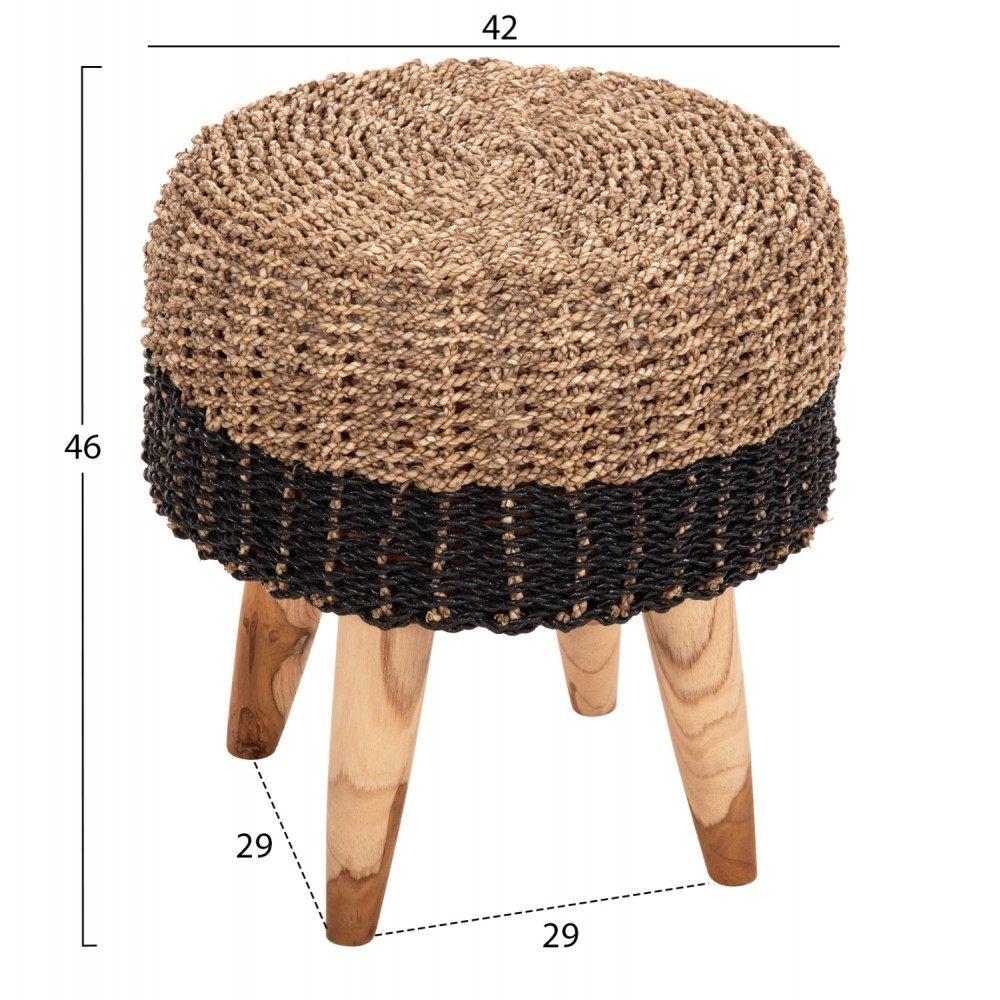 ΣΚΑΜΠΟ BEAM HM7827 ΞΥΛΟ ΤΕΑΚ ΚΑΙ SEAGRASS ΣΕ ΦΥΣΙΚΟ & ΜΑΥΡΟ Φ43x45Yεκ.