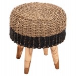 ΣΚΑΜΠΟ BEAM HM7827 ΞΥΛΟ ΤΕΑΚ ΚΑΙ SEAGRASS ΣΕ ΦΥΣΙΚΟ & ΜΑΥΡΟ Φ43x45Yεκ.