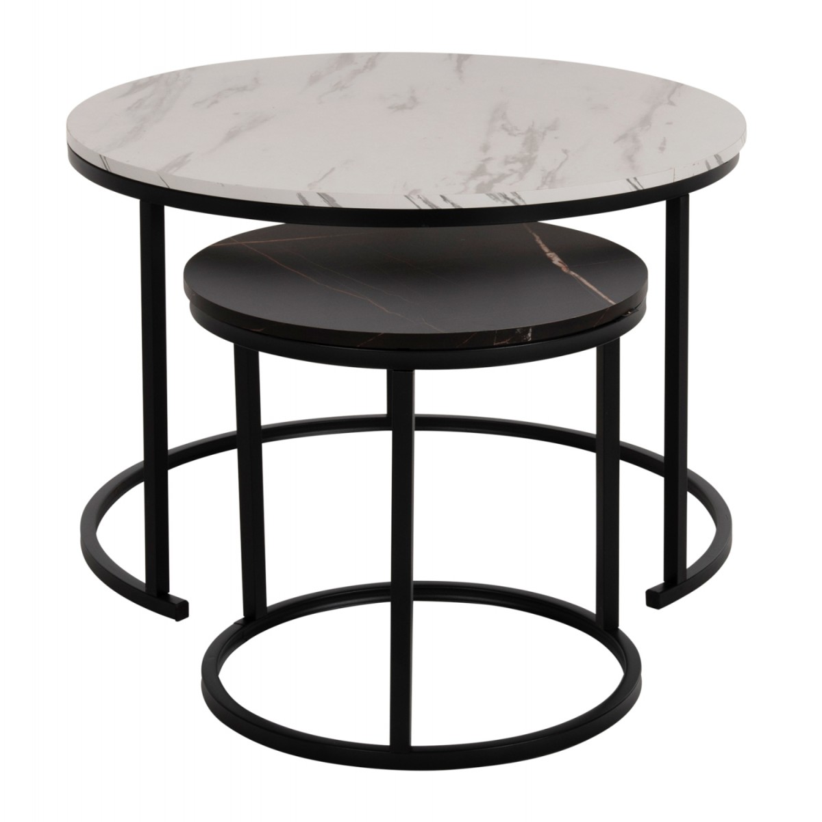 ΤΡΑΠΕΖΙ ΣΑΛΟΝΙΟΥ ΣΕΤ 2ΤΜΧ MDF ΕΦΕ ΜΑΡΜΑΡΟ ΜΙΧ ΜΕ ΜΑΥΡΑ ΠΟΔΙΑ Φ80κΦ48εκ.HM8763.14