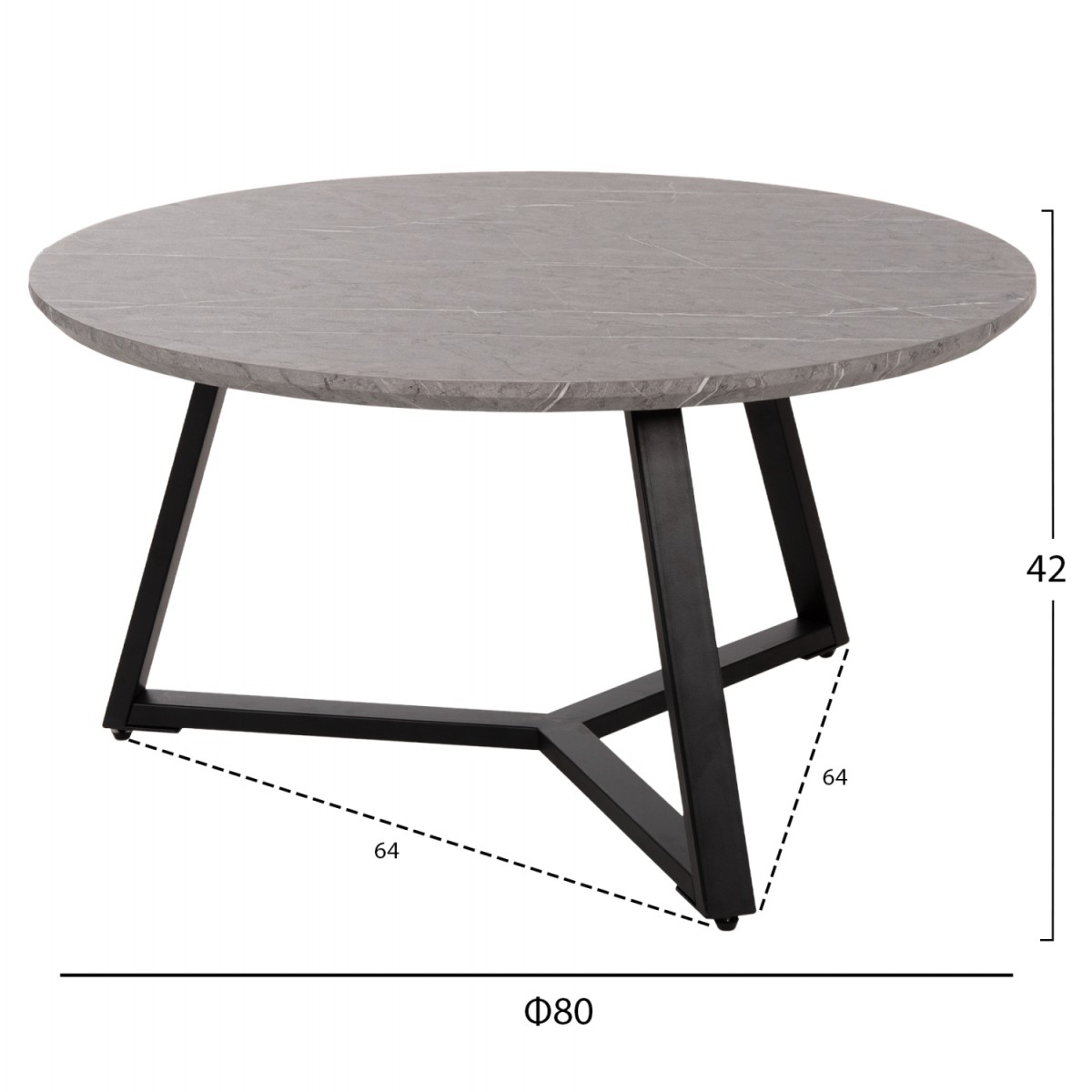 ΤΡΑΠΕΖΙ ΣΑΛΟΝΙΟΥ ΣΤΡΟΓΓΥΛΟ ROCKET HM9586.02 MDF ΓΚΡΙ ΜΑΡΜΑΡΟ-ΜΑΥΡΗ ΣΑΓΡΕ ΒΑΣΗ Φ80x42Υεκ.