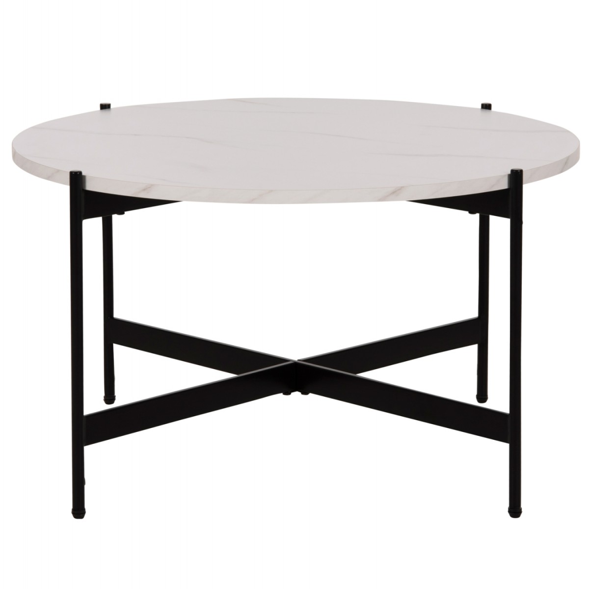 ΤΡΑΠΕΖΙ ΣΑΛΟΝΙΟΥ HM9588.05 MDF ΛΕΥΚΟ ΜΑΡΜΑΡΟ-ΜΑΥΡΗ ΜΕΤΑΛΛΙΚΗ ΒΑΣΗ Φ80x45Υεκ.