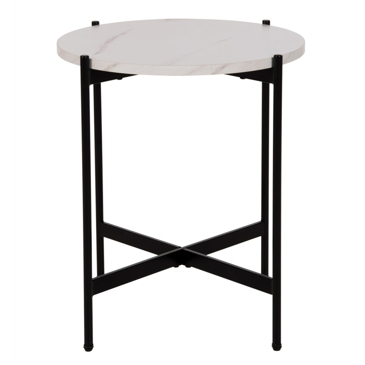 ΒΟΗΘΗΤΙΚΟ ΤΡΑΠΕΖΙ HM9589.05 MDF ΛΕΥΚΟ ΜΑΡΜΑΡΟ-ΜΑΥΡΗ ΜΕΤΑΛΛΙΚΗ ΒΑΣΗ Φ50x55Υεκ.