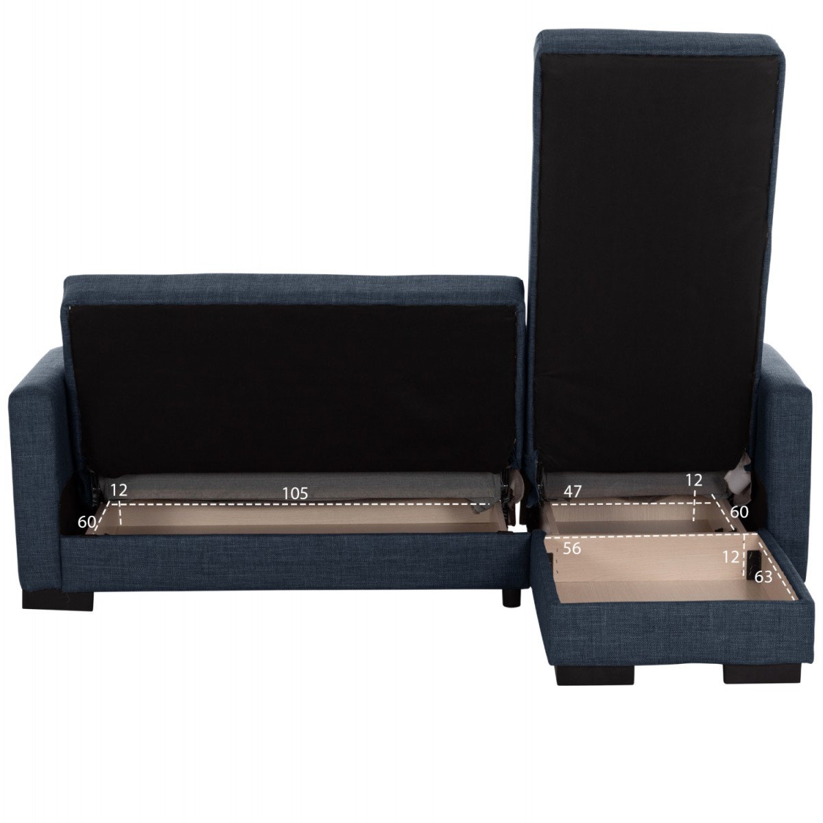 ΚΑΝΑΠΕΣ ΚΡΕΒΑΤΙ GHUFRAN ΓΩΝΙΑ ΑΝΑΣΤΡΕΨΙΜΗ ΜΠΛΕ HM3244.07 ΜΕ ΑΠΟΘΗΚΕΤΙΚΟ ΧΩΡΟ 202x140x78Yεκ.