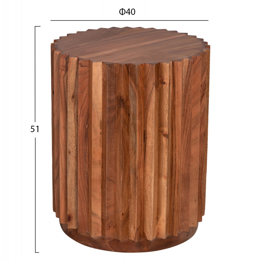 ΒΟΗΘΗΤΙΚΟ ΤΡΑΠΕΖΙ ΣΤΡΟΓΓΥΛΟ SEDGE HM9696 ΜΑΣΙΦ ΑΚΑΚΙΑ-ΦΥΣΙΚΟ ΧΡΩΜΑ Φ40x50Υεκ.