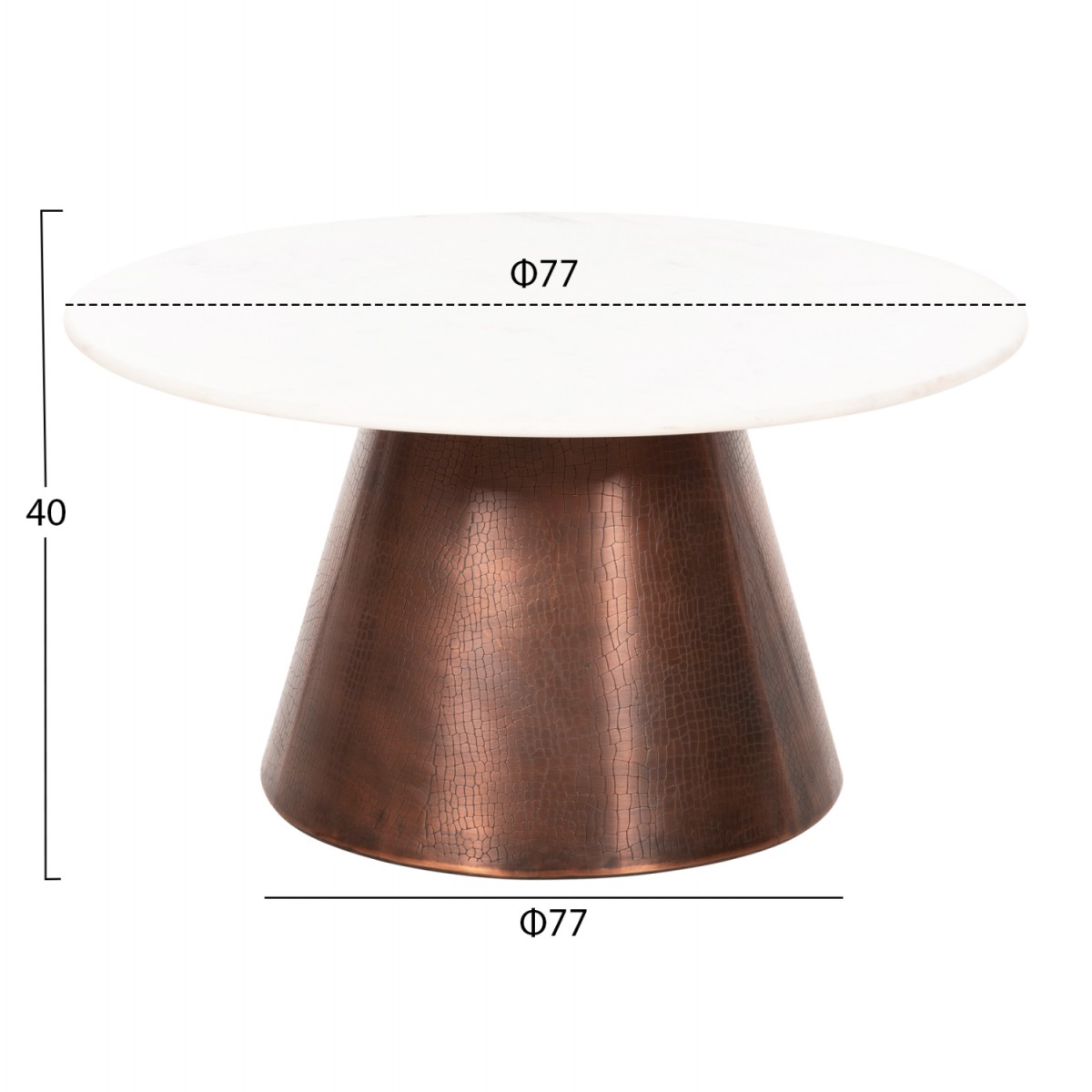 ΤΡΑΠΕΖΙ ΣΑΛΟΝΙΟΥ FODEN HM9721 ΛΕΥΚΟ ΜΑΡΜΑΡΟ TOP ΚΑΙ ΜΕΤΑΛΛΟ Φ77x40Υεκ.