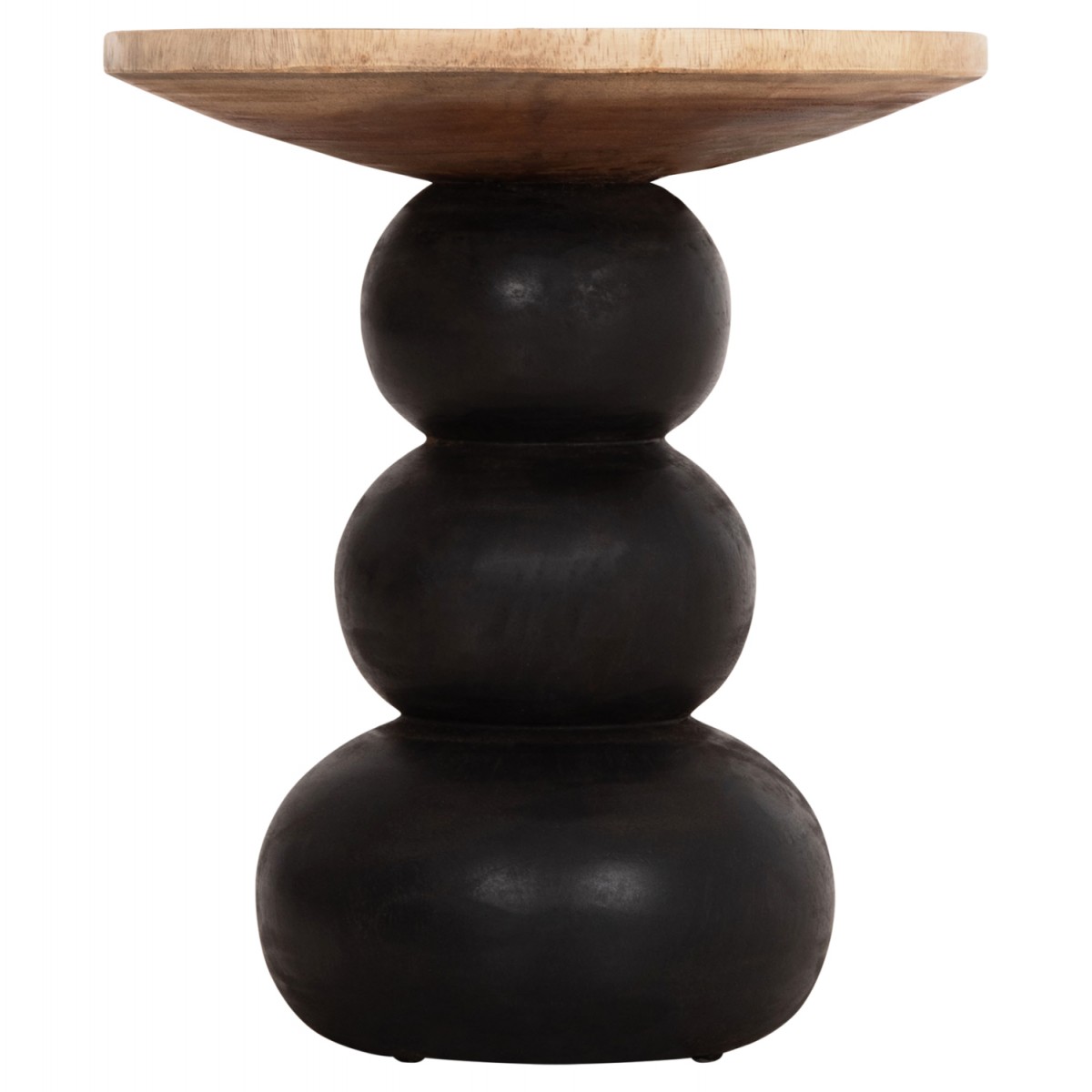 ΒΟΗΘΗΤΙΚΟ ΤΡΑΠΕΖΑΚΙ ΣΤΡΟΓΓΥΛΟ JACKY HM9890 SUAR ΞΥΛΟ ΦΥΣΙΚΟ & ΜΑΥΡΟ Φ40x45,5Υεκ.