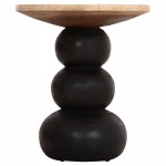 ΒΟΗΘΗΤΙΚΟ ΤΡΑΠΕΖΑΚΙ ΣΤΡΟΓΓΥΛΟ JACKY HM9890 SUAR ΞΥΛΟ ΦΥΣΙΚΟ & ΜΑΥΡΟ Φ40x45,5Υεκ.